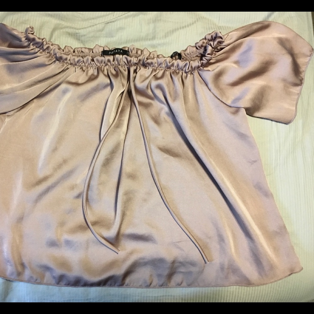 Satin Ruffled Off-The-Shoulder Top - Picture 4 of 4